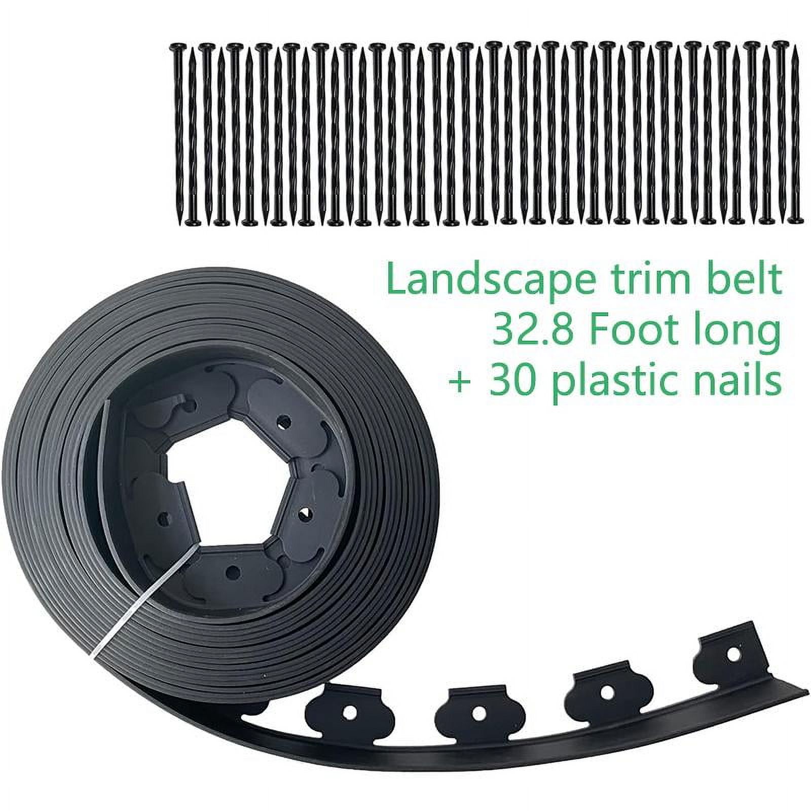 Plastic Garden Edging Border 4 Inch High, No Digging Garden Edging Lawn Border, Plastic Garden Edging Border Flexible for Flower Beds, Lawn Yards and Paths, Black 30/60/90 Feet with 30/60/90 Spikes